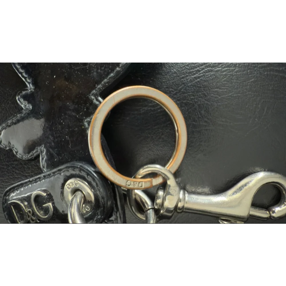 Women's D&G Dolce & Gabbana Black Silver butterfly Keychain One Size